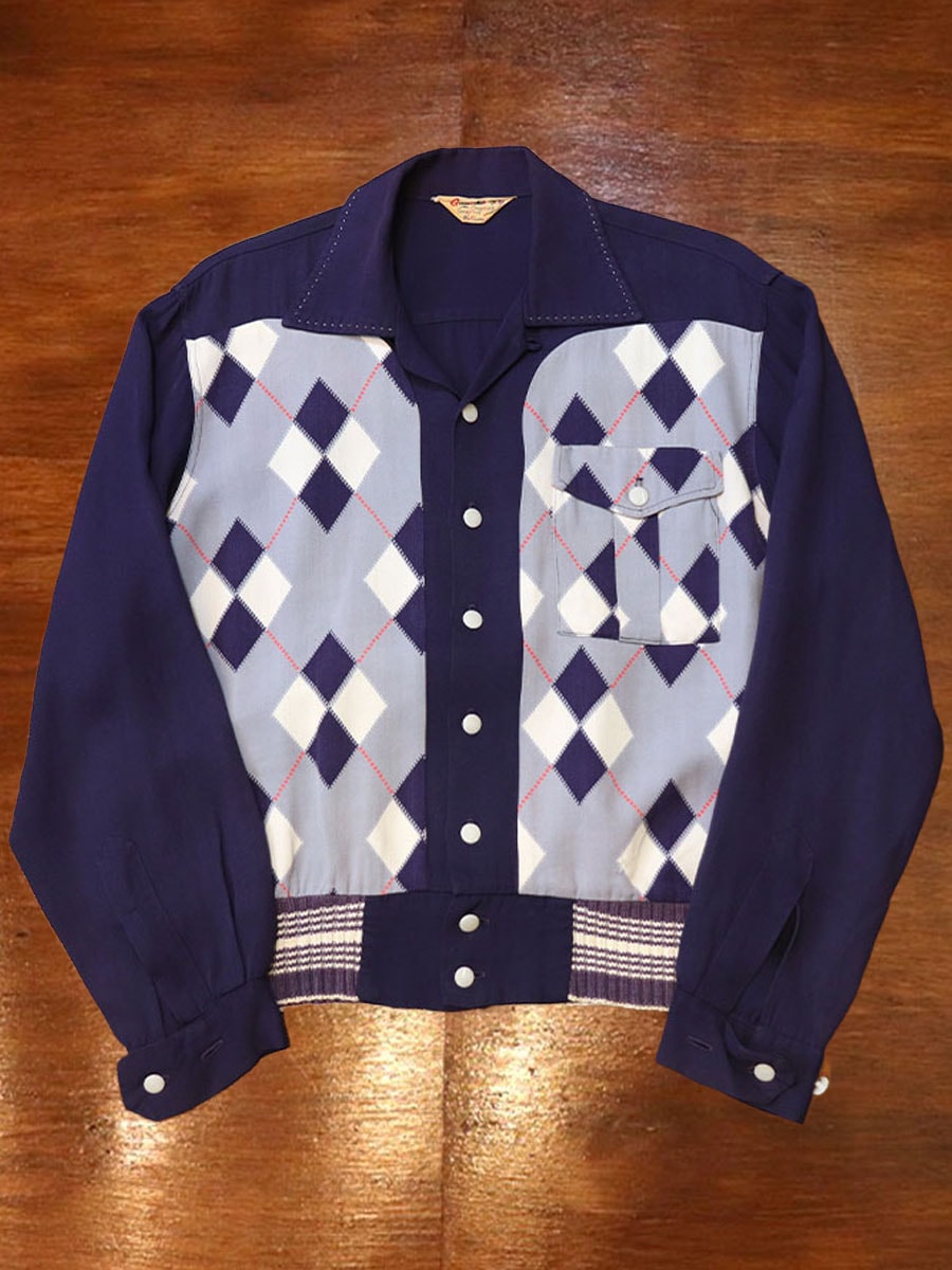 1950s L/S ARGYLE SHIRT , Size M
