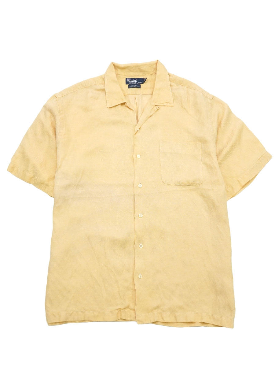 RALPH LAUREN CALDWELL SILK LINEN LOOP COLLAR S/S SHIRT LIGHT