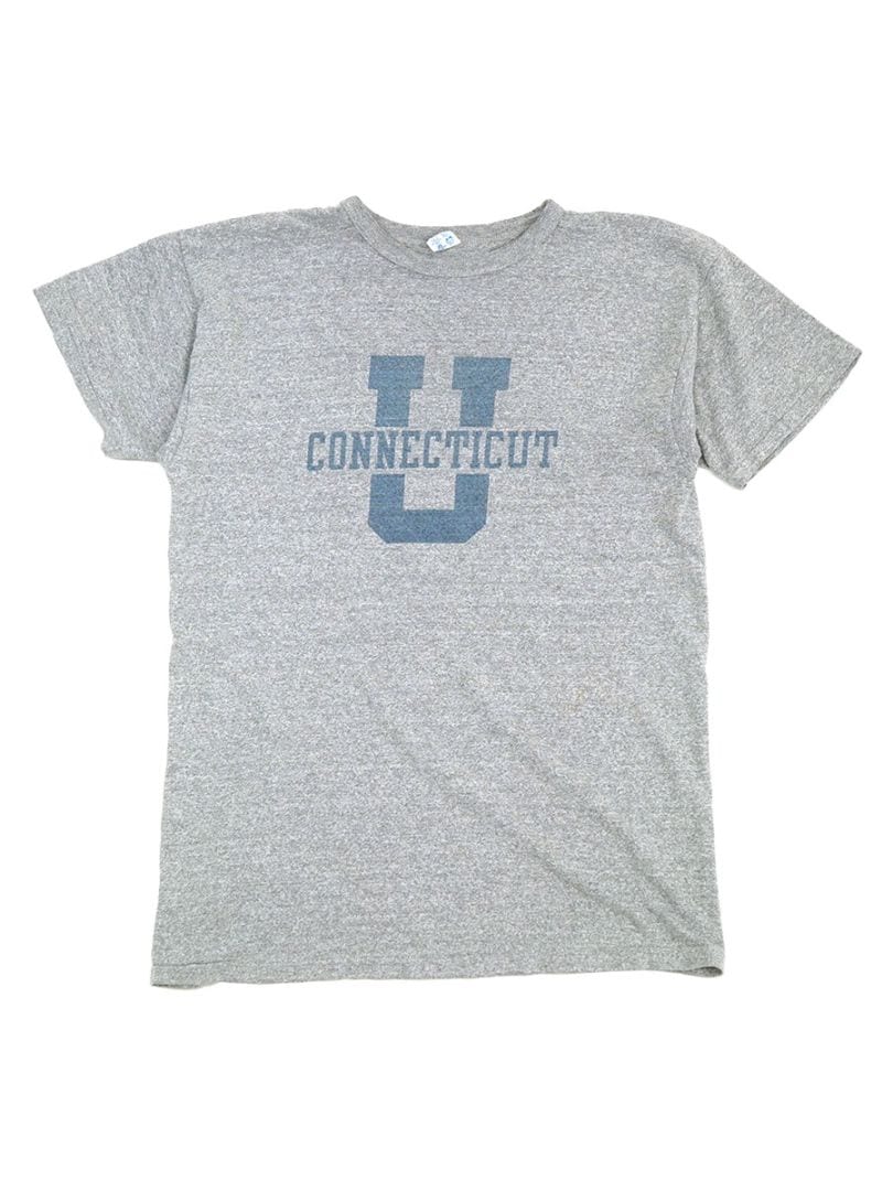 80'S CHAMPION ''CONNECTICUT'' WATER PRINT T SHIRT GREY (SIZE.X LARGE)