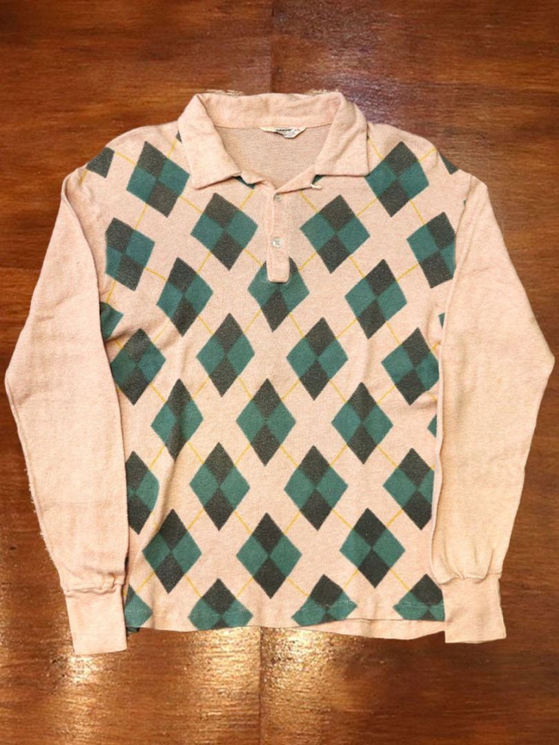 1950s ARGYLE POLO , Size L