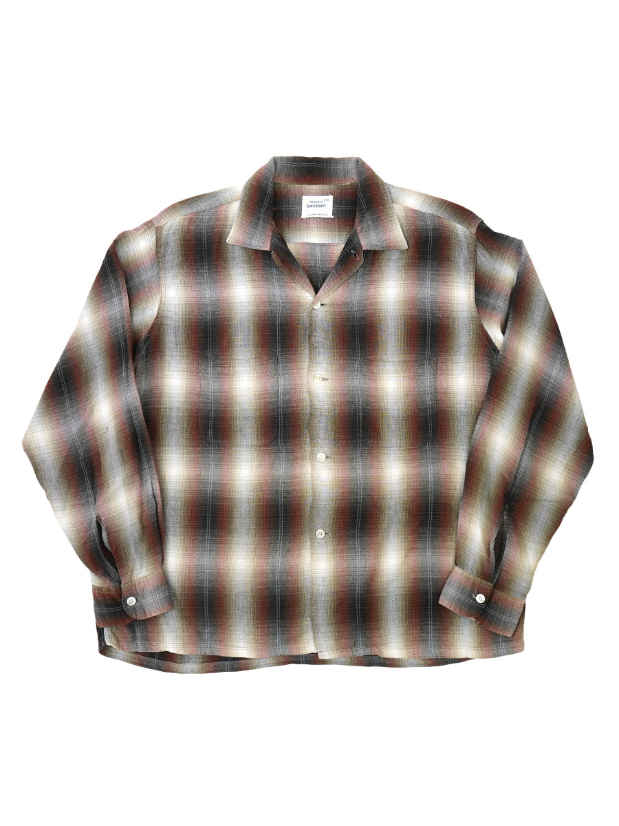 60'S PENNEY'S TOWNCRAFT RAYON WOVEN SHADOW PLAID SHIRT (SIZE.LARGE