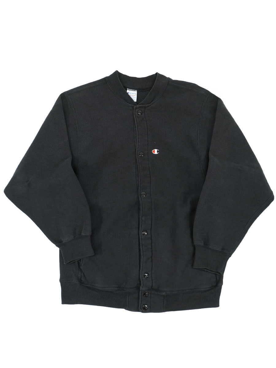 90'S CHAMPION REVERSE WEAVE FULL SNAP SWEAT CARDIGAN PLAIN BLACK