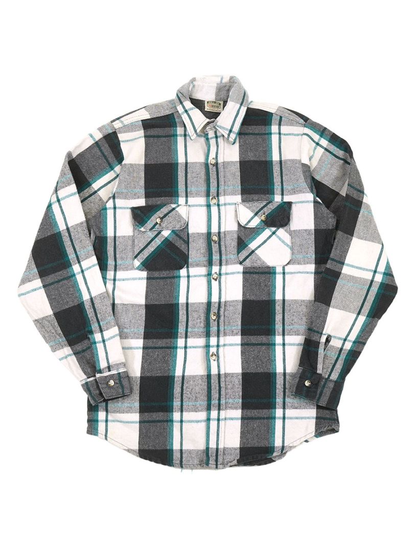 90'S FIVE BROTHER PLAID FLANNEL SHIRT (SIZE.MEDIUM TALL) MADE IN