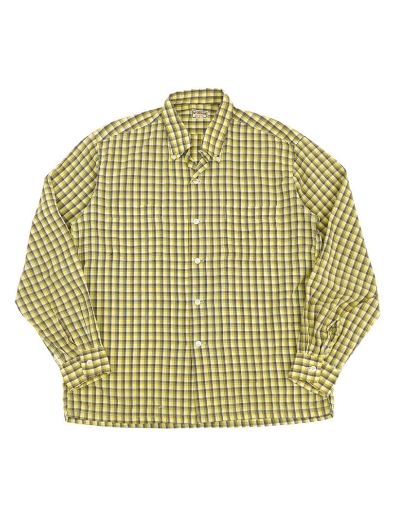 50'S MCGREGOR PLAID LOOP COLLAR L/S B.D. SHIRT (SIZE.MEDIUM)