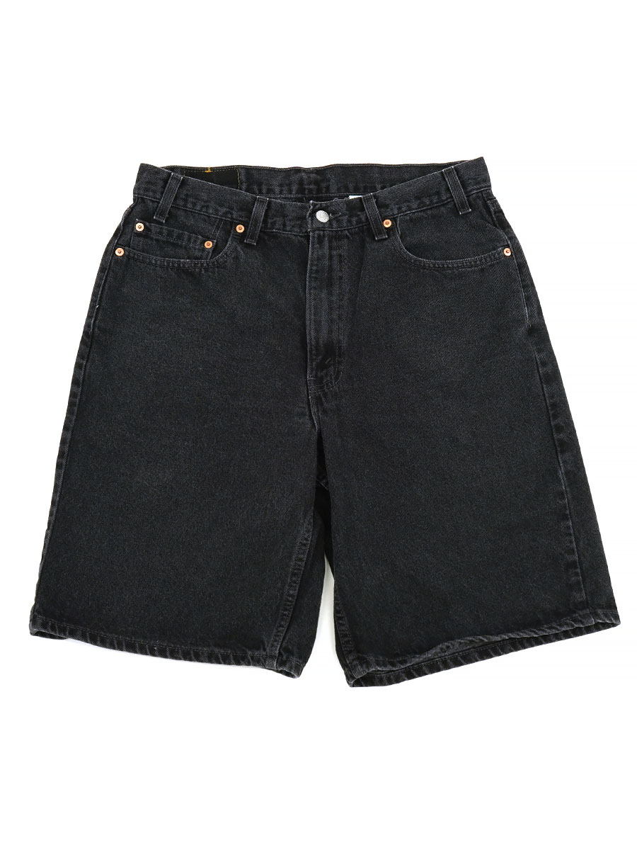90'S LEVI'S 550 BLACK DENIM SHORTS WITH RED TAB (SIZE. W36 L00