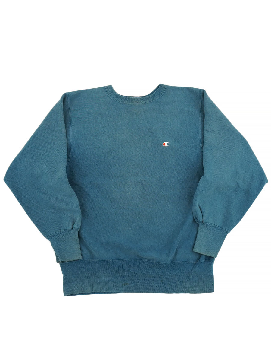 90'S CHAMPION REVERSE WEAVE CRUE PLAIN SMOKE BLUE (SIZE. LARGE) MADE IN USA