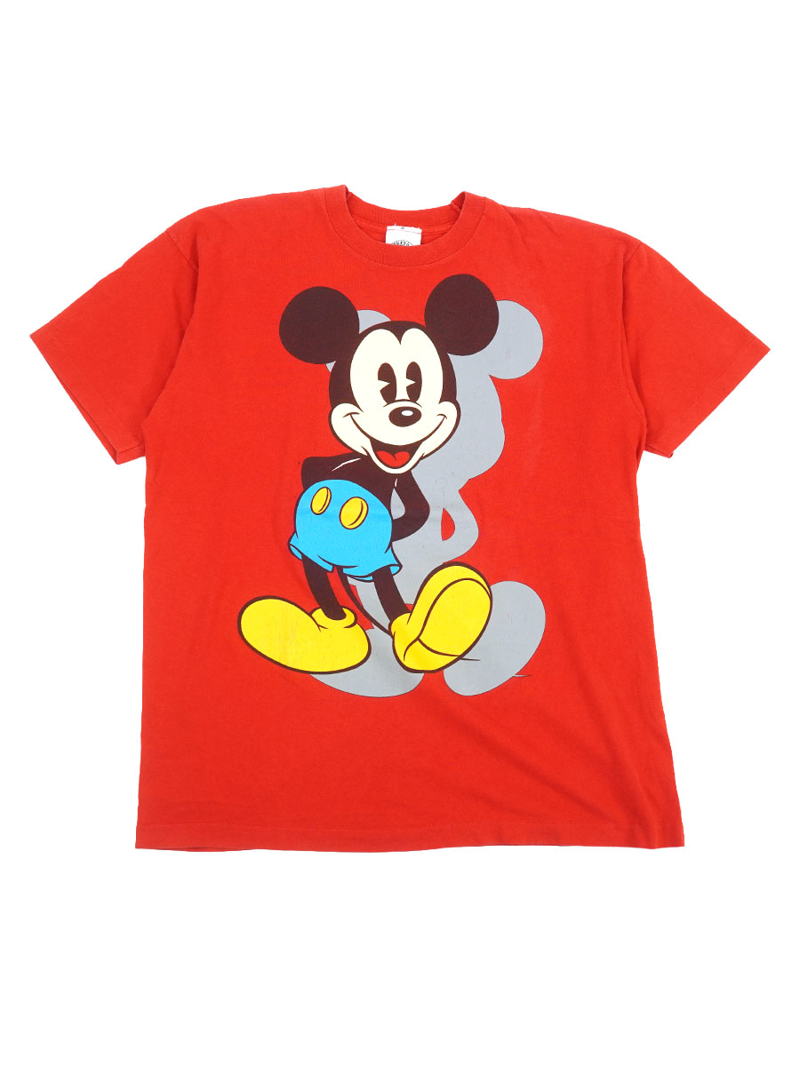 90'S MICKEY&CO. ''MICKEY MOUSE'' PRINT T SHIRT RED (APPROX.X LARGE