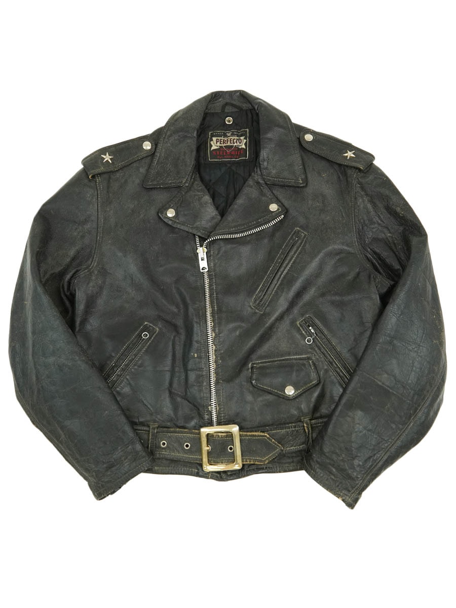 【190】Schott牛革ジャケットONE STAR RIDERS 44 50'S～ SCHOTT PERFECTO ONE STAR LEATHER RIDERS JACKET BLACK (SIZE