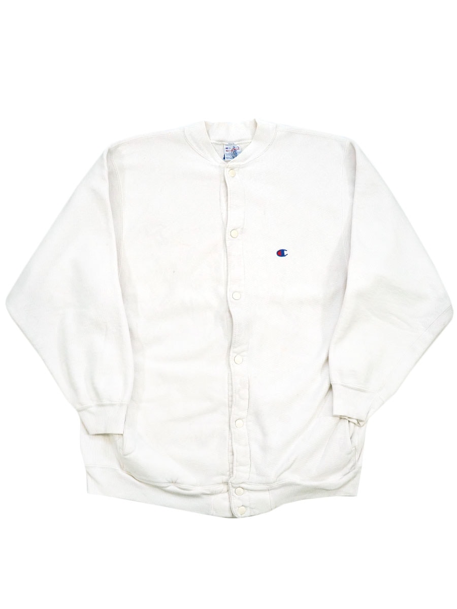 90'S CHAMPION REVERSE WEAVE FULL SNAP SWEAT CARDIGAN WHITE (SIZE.X