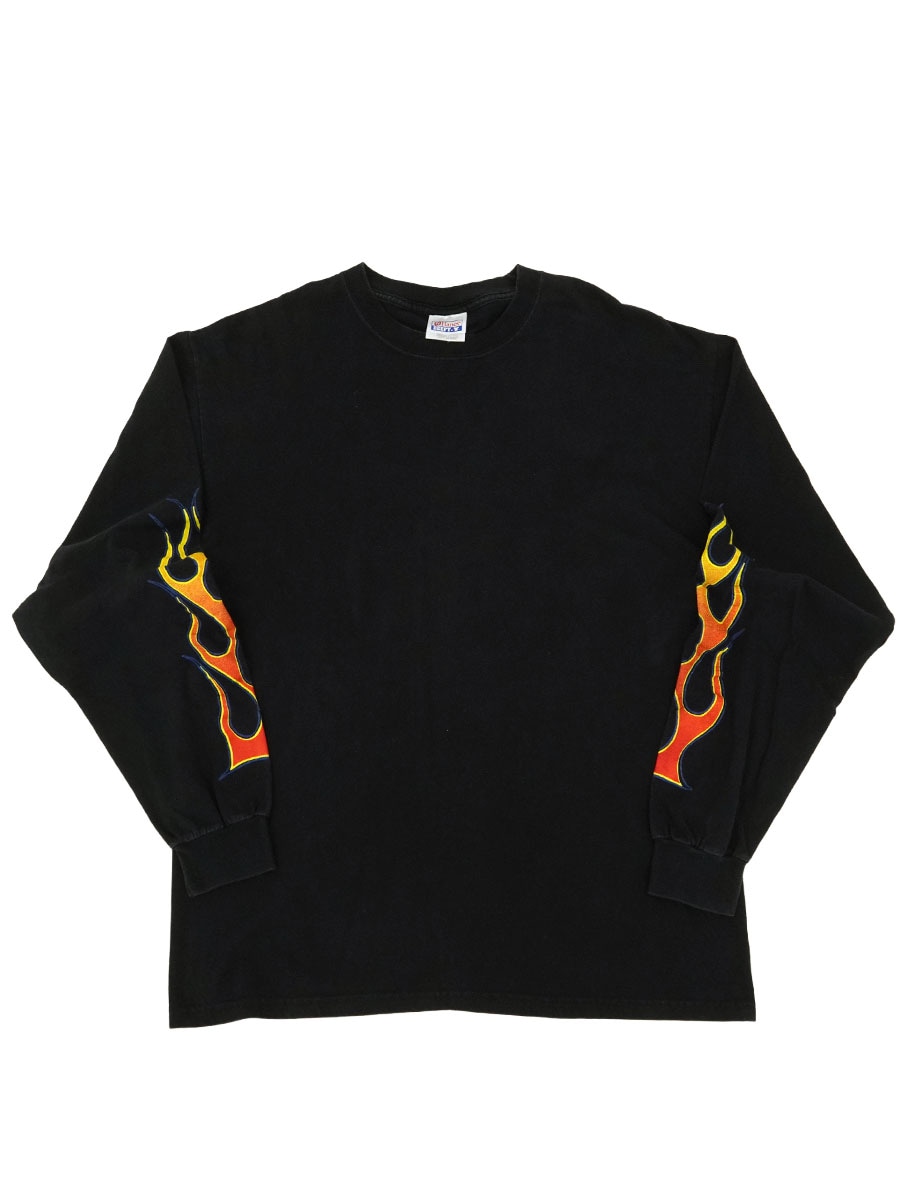 00'S HANES TRIBAL FLAMES L/S T SHIRT BLACK (SIZE.LARGE) 