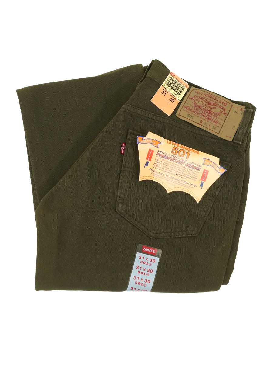 00's LEVI'S 501 オリジナルカラー デニムパンツ オリーブ 表記(W31 L30) USA製 NOS