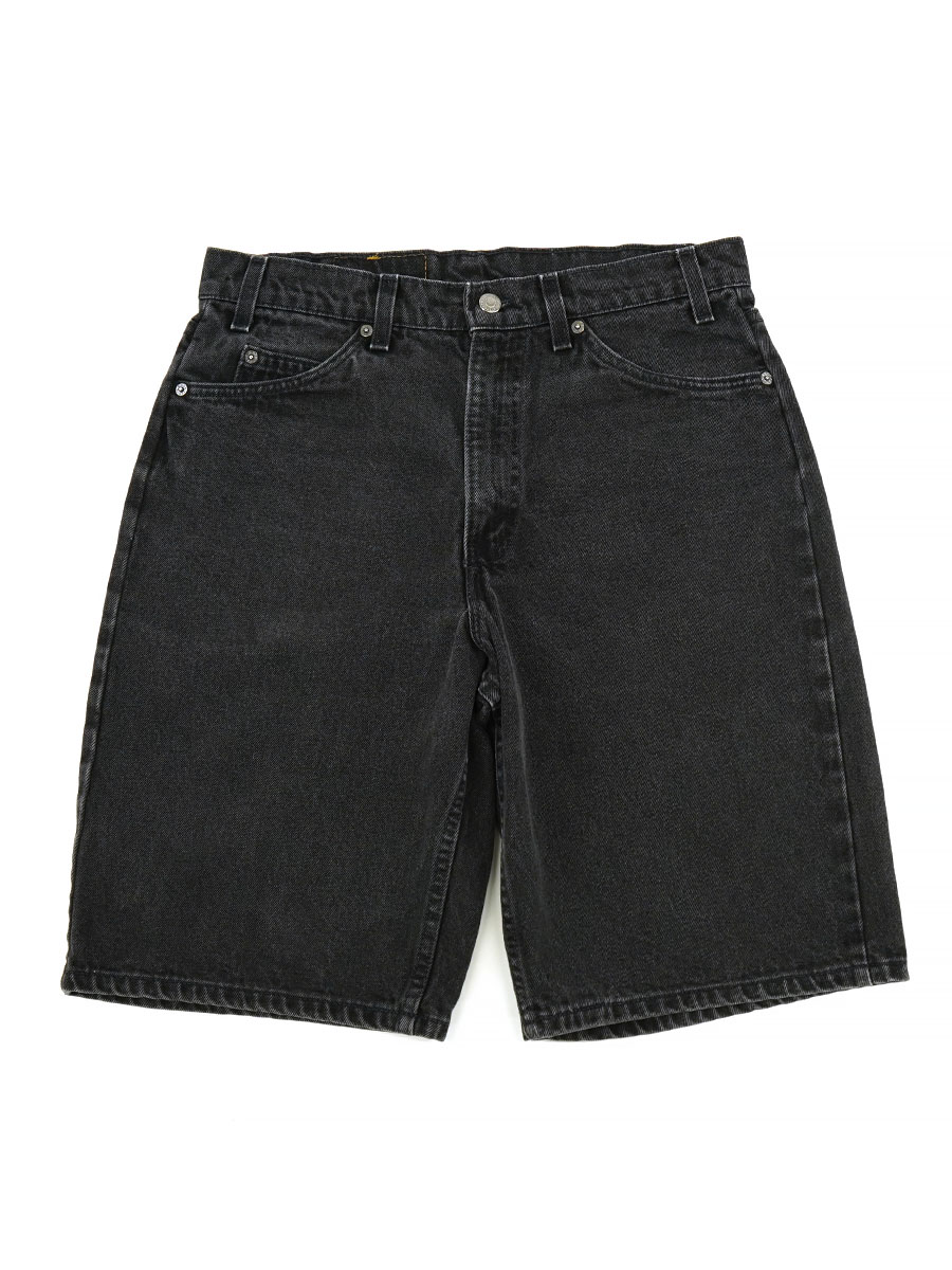 90'S LEVI'S 550 BLACK DENIM SHORTS WITH ORANGE TAB (SIZE. W33 L00