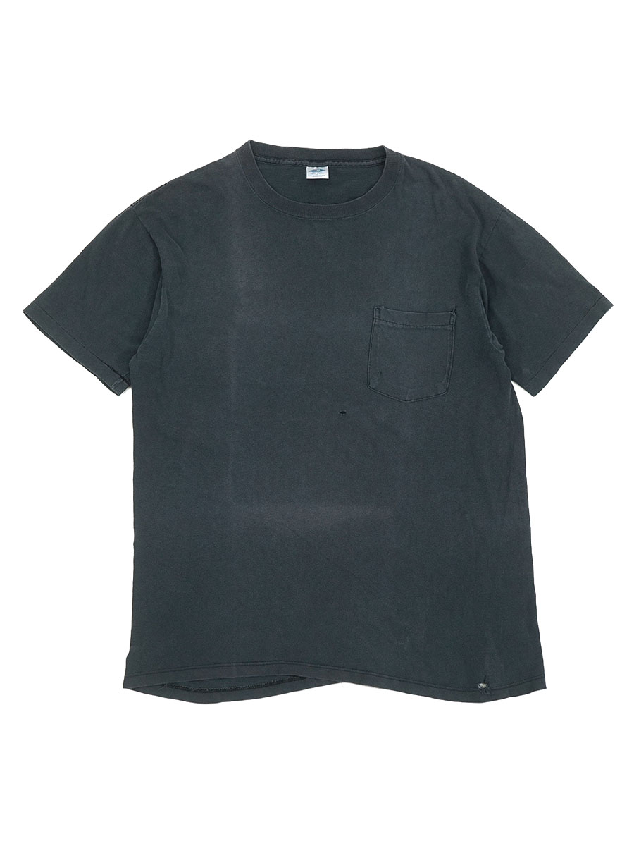 90s 無地 Tシャツ ポケットtシャツ シングルステッチ ブラック フェード 90's TOWNCRAFT 無地 ポケット Tシャツ フェード黒 表記(L) USA製