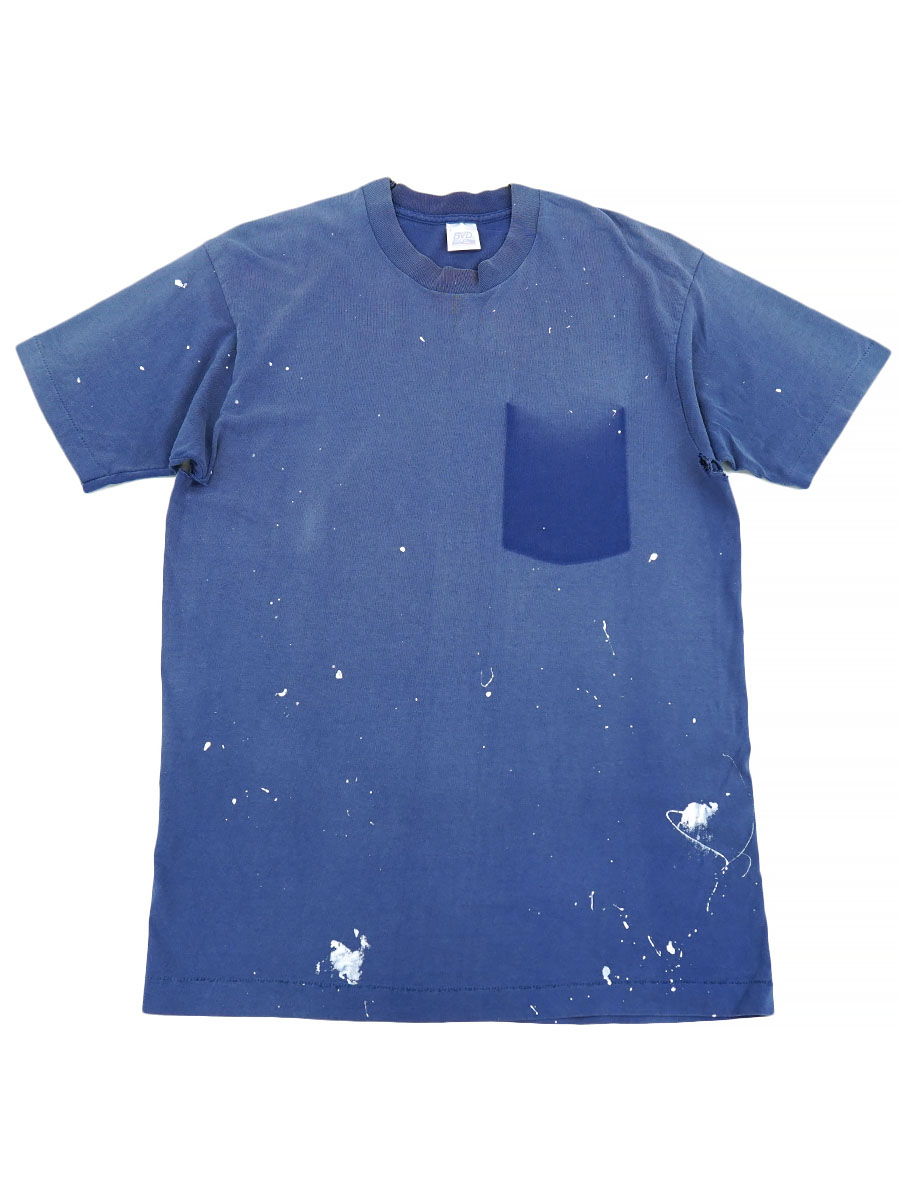 90's BVD 無地 100% COTTON Tシャツ ペンキ 表記(L) ポケット取れ！
