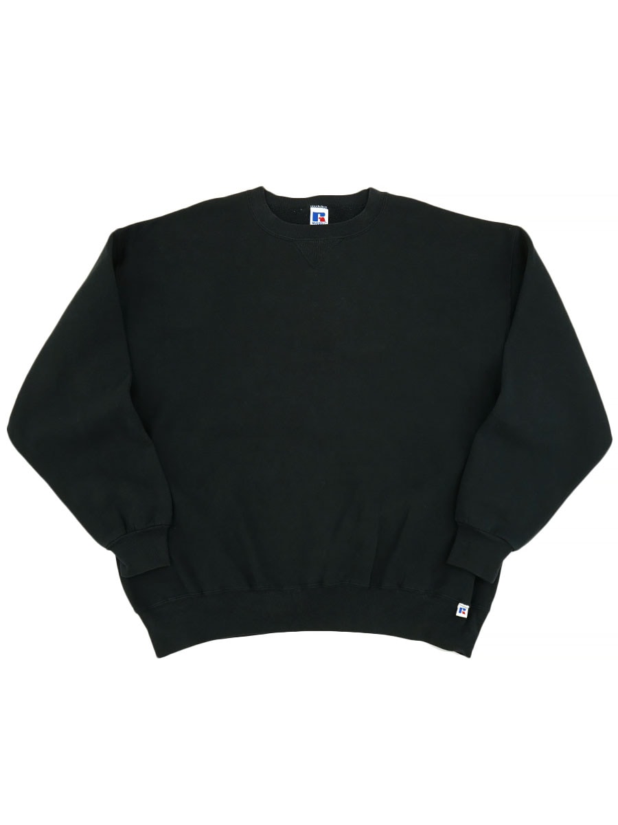 90's RUSSELL ATHLETIC 前V 無地スウェット 黒 表記(XXL) USA製