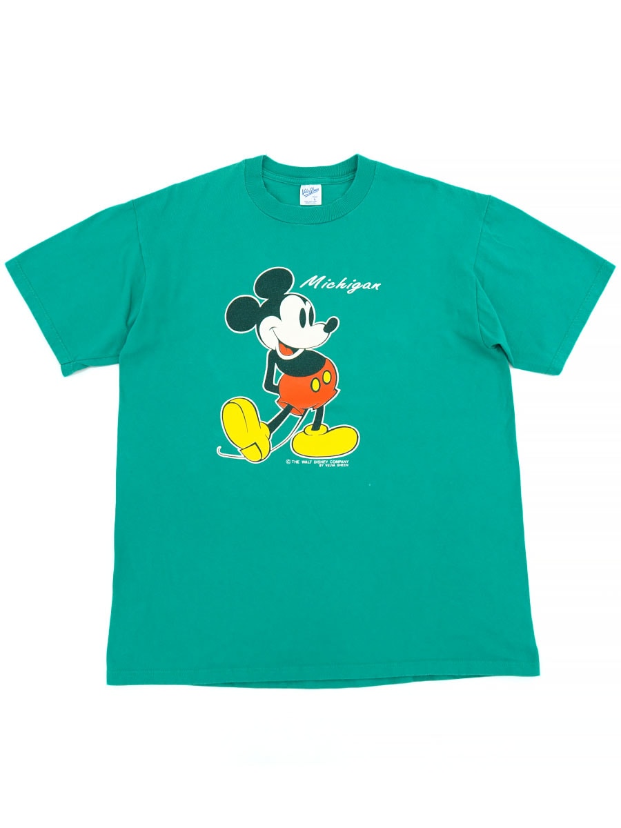 80's Velva Sheen ミッキーマウス ''MICHIGAN'' Tシャツ エメラルド