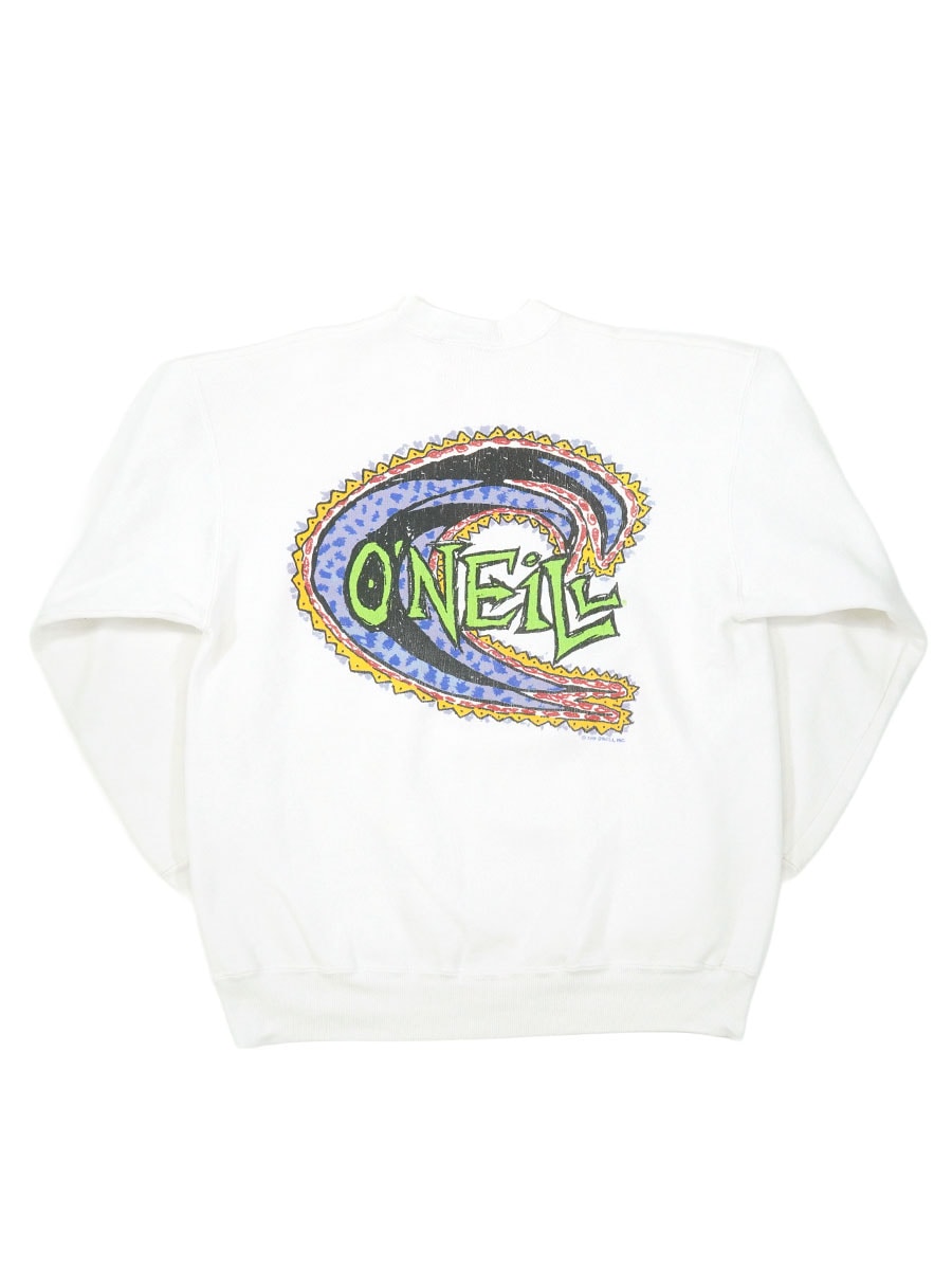 90's O'NEILL サーフグラフィック 両面プリント スウェット 白 実寸(L