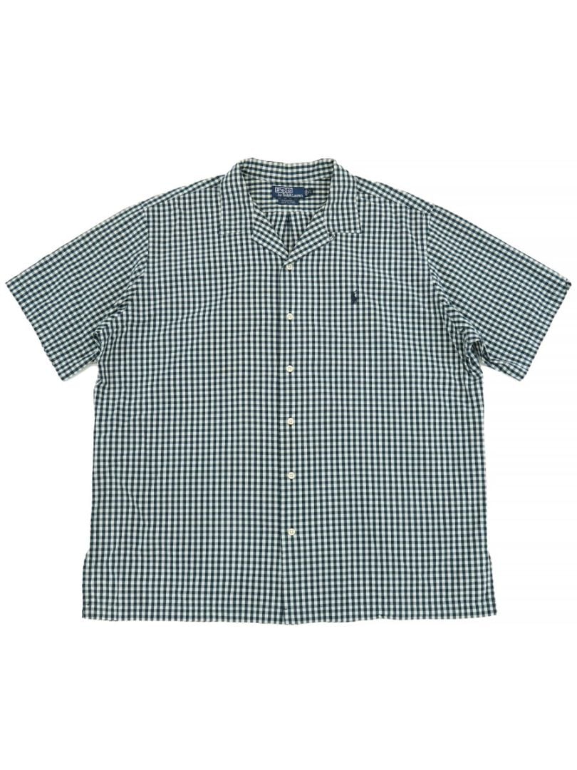 ラルフローレン CALDWELL 100%コットン ループカラー ギンガムチェック 半袖シャツ 表記(XL)