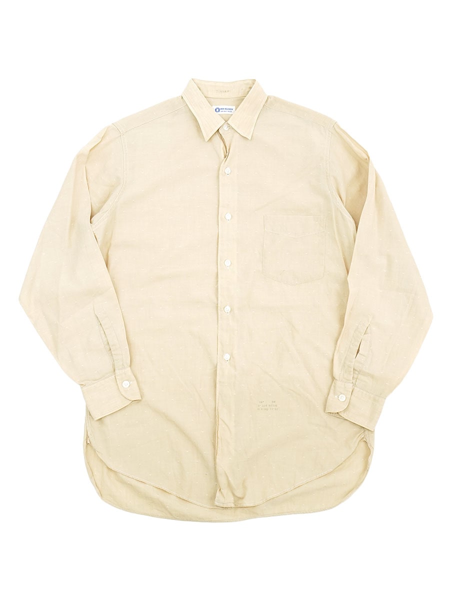 50's VAN HEUSEN ダイヤ柄 マチ付き ドレスシャツ ライトベージュ 表記(14 1/2)
