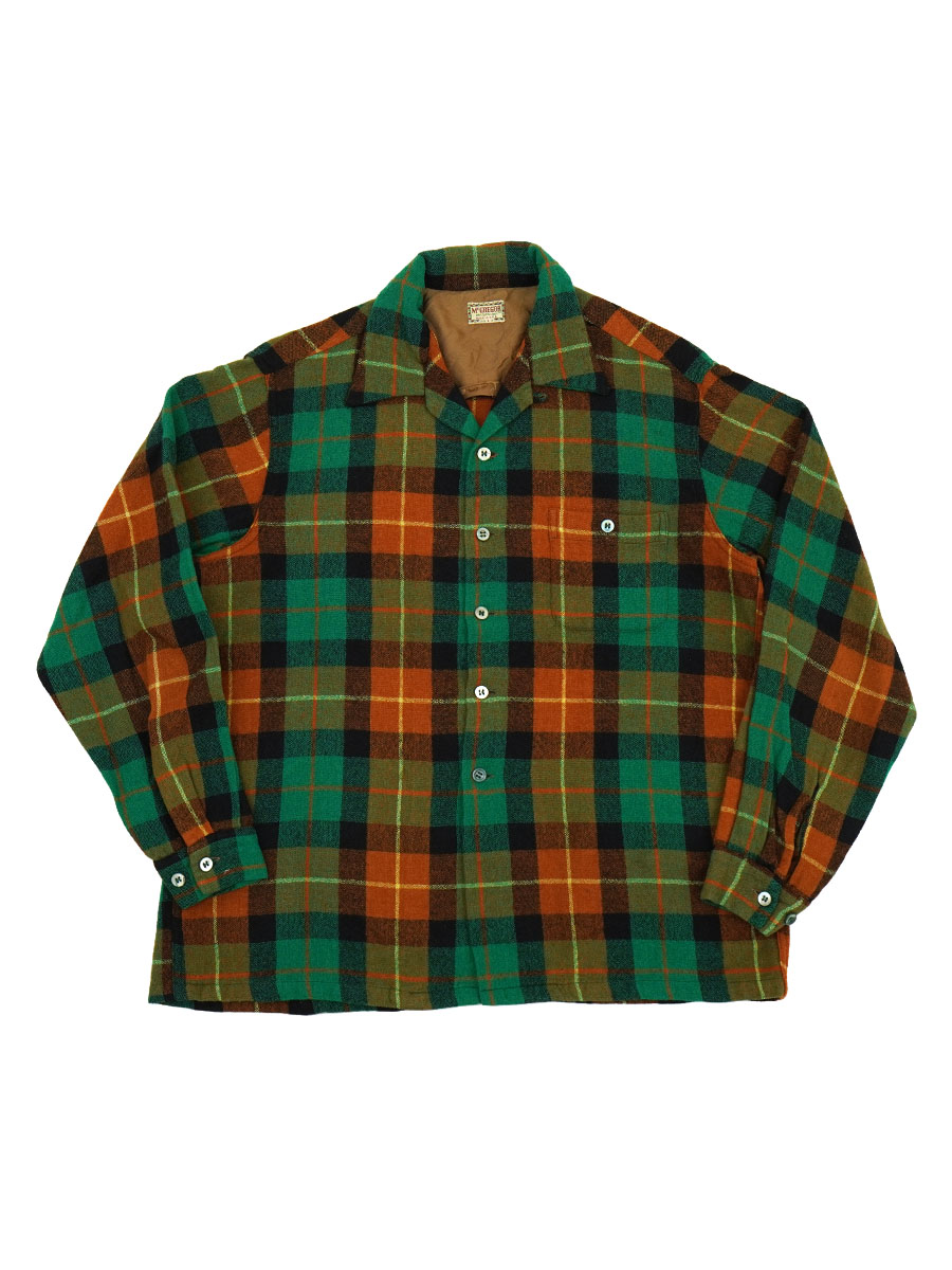 50's McGREGOR チェック柄 ウール ボードシャツ 緑×茶×黒 表記(L
