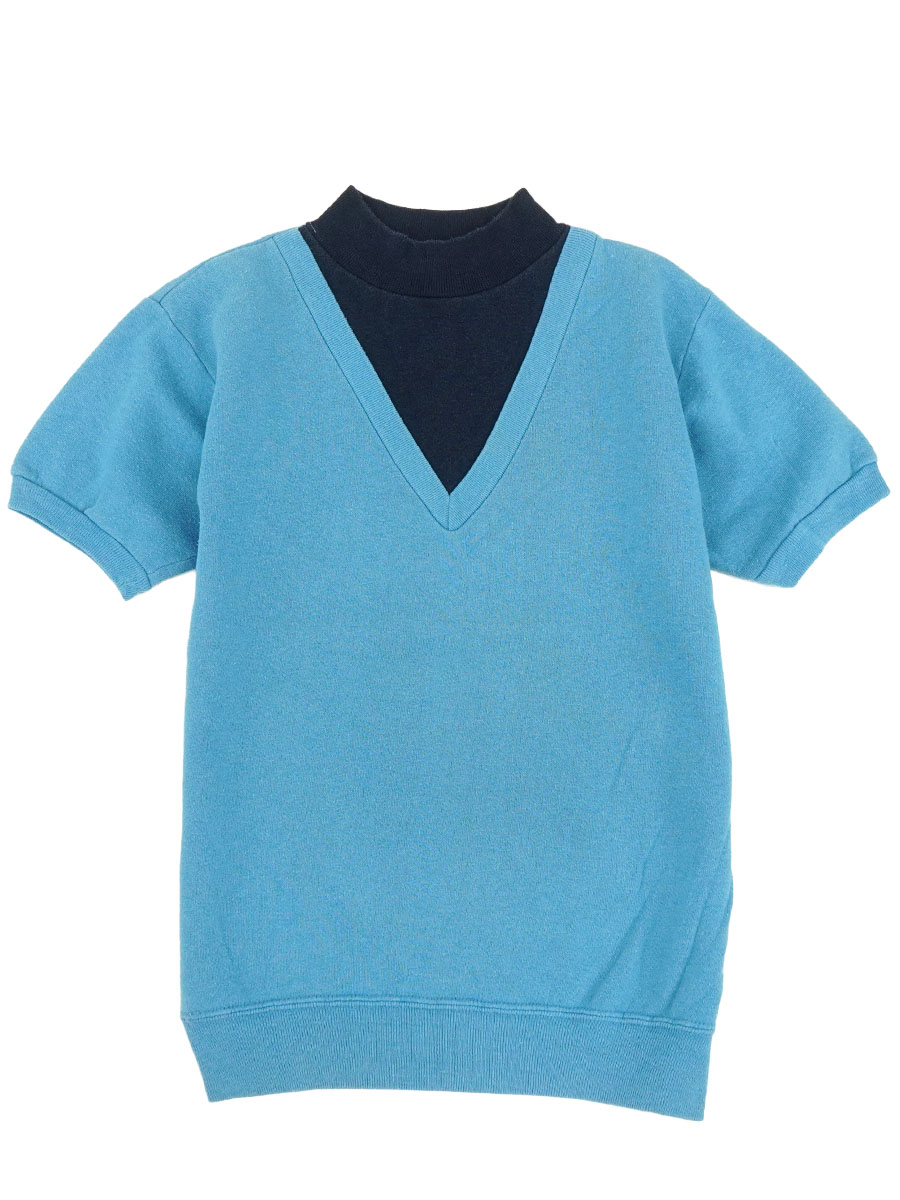 70's SPORTSWEAR 2トーン S/S スウェット スカイブルー×ネイビー 表記