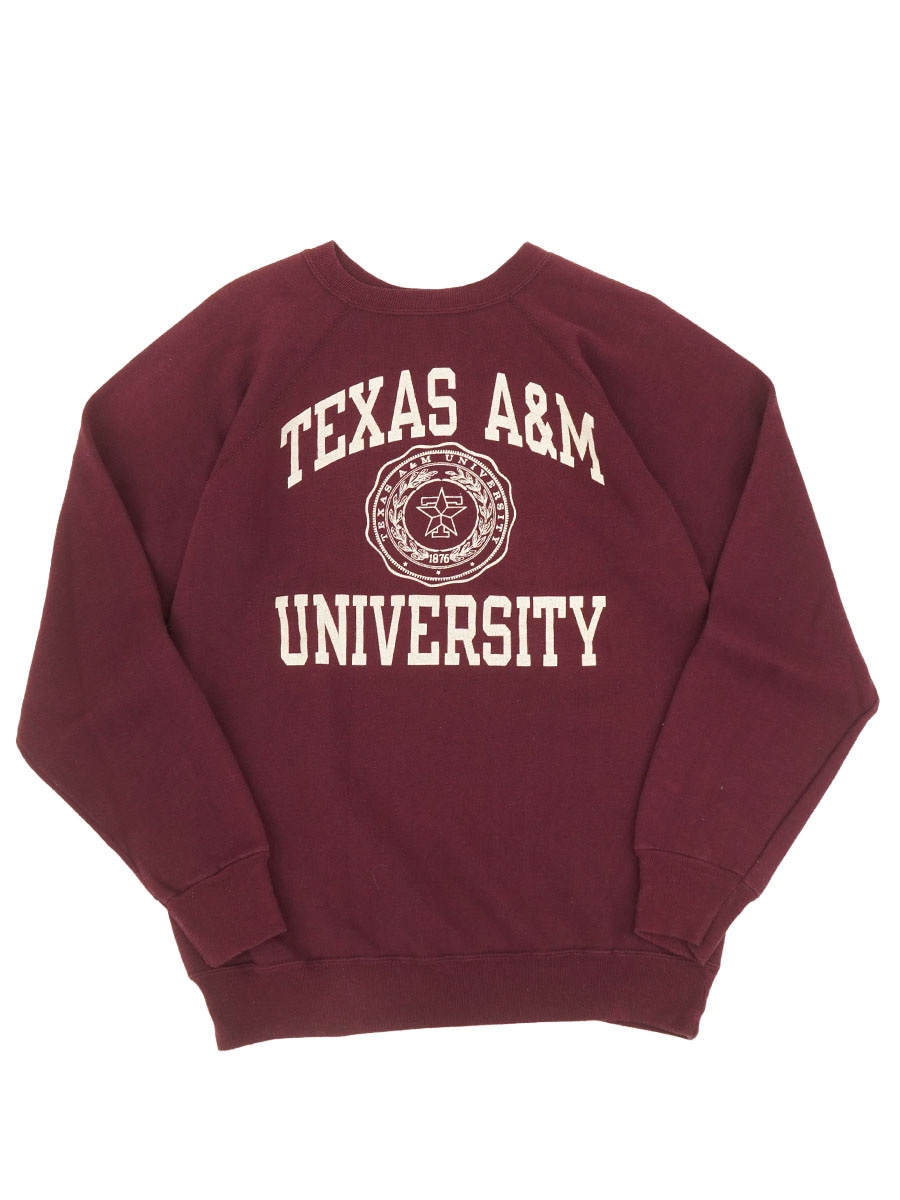 80's トリコタグ チャンピオン ''TEXAS A&M UNIVERSITY'' 3段プリント スウェット エンジ 表記(L)
