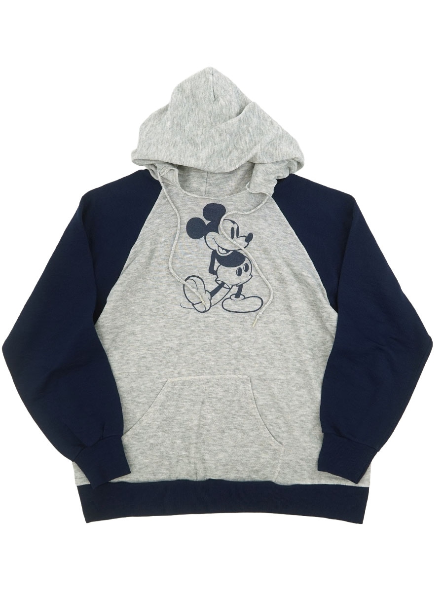 80's DISNEY ミッキー スウェットパーカー 2トーン 表記(XL)