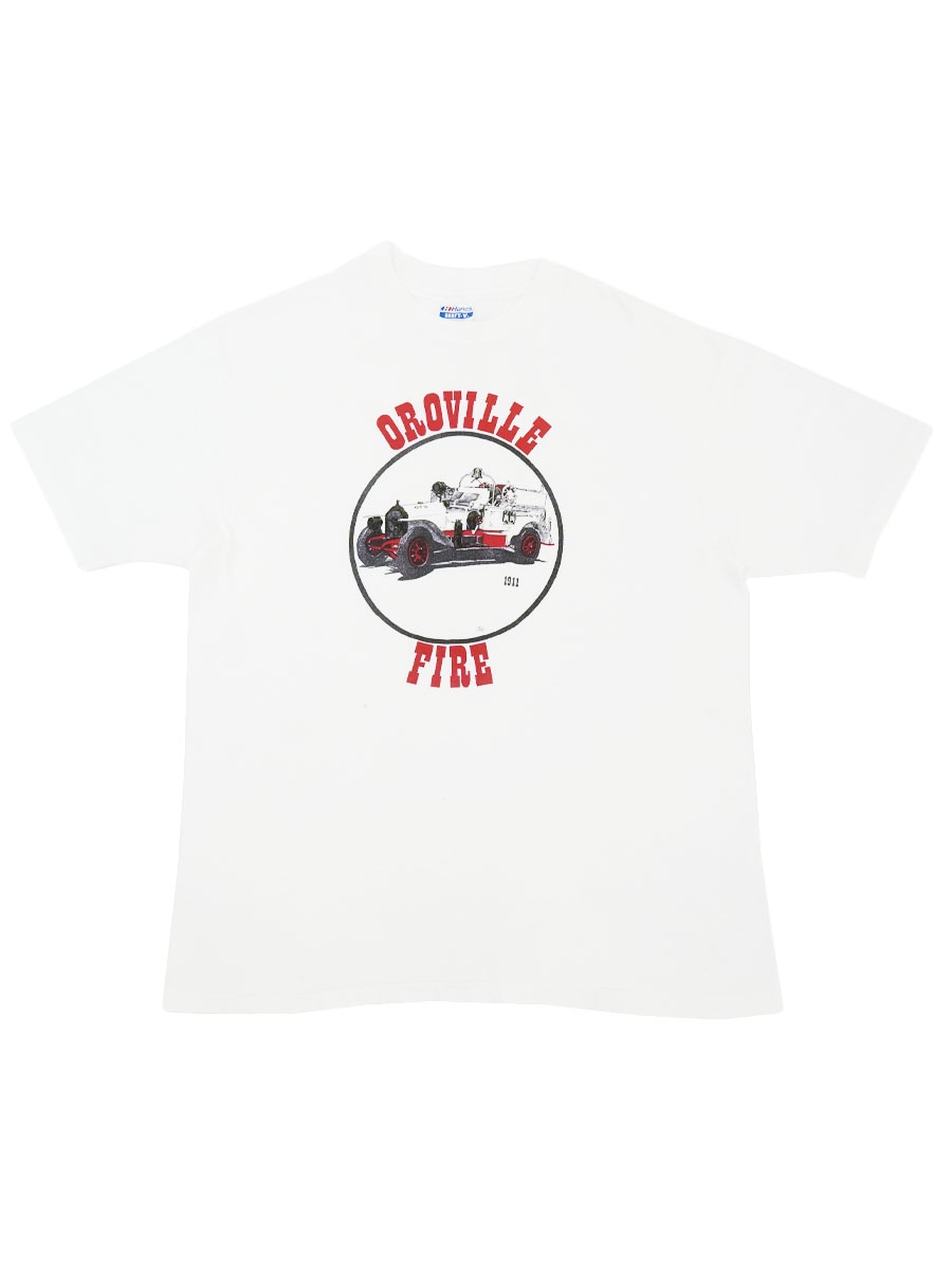 80's～ Hanes ''OROVILLE FIRE'' Tシャツ ホワイト 表記(XL) USA製