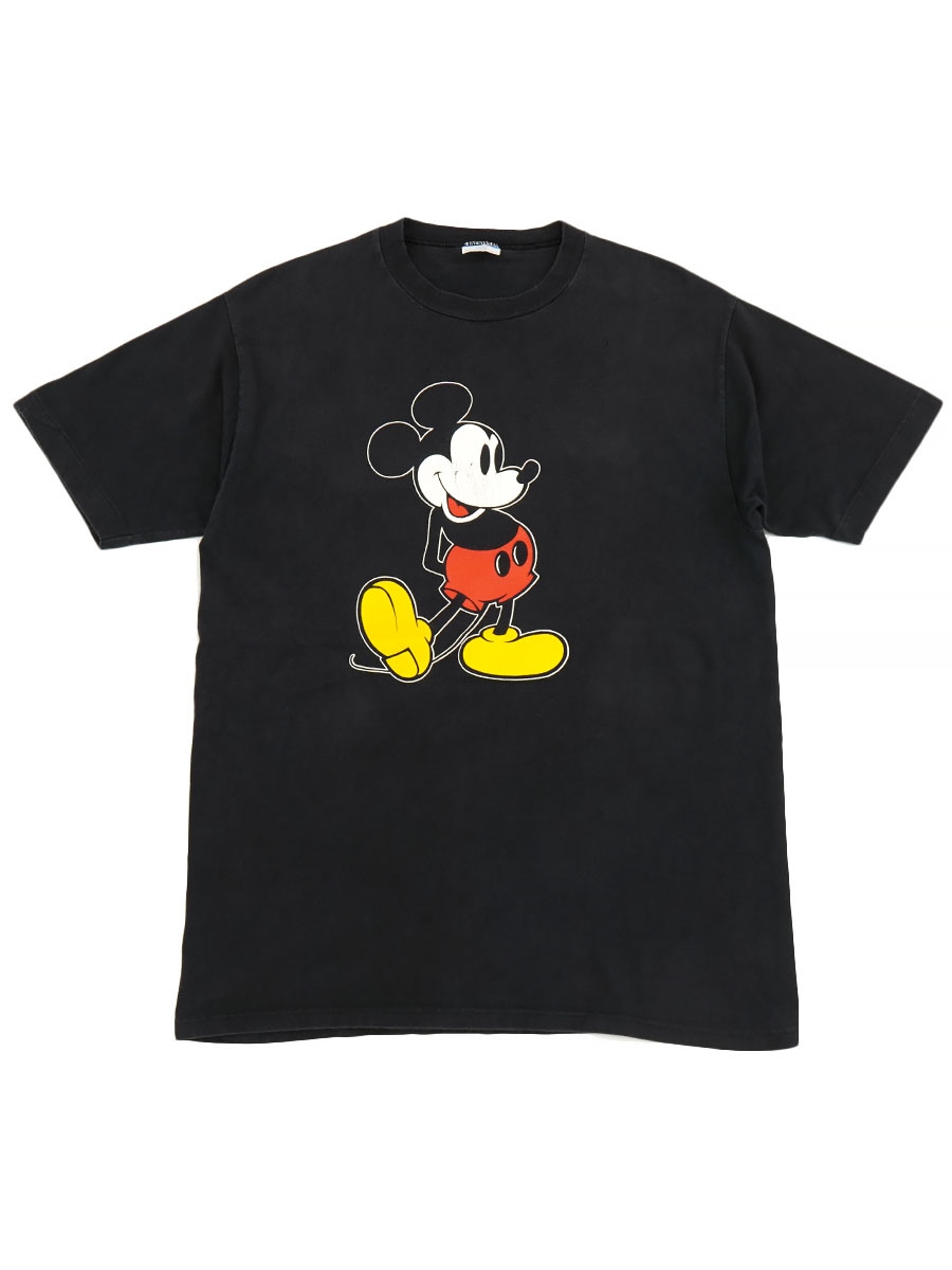 80'S DISNEY ミッキーマウス Tシャツ 黒ボディ 表記(L) USA製