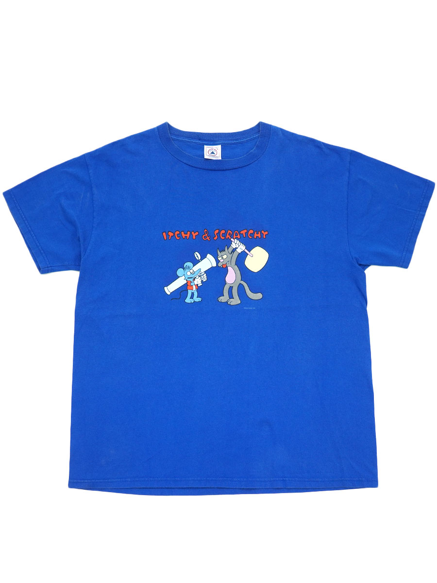 00's DELTA ザ・シンプソンズ ''Itchy & Scratchy'' プリント Tシャツ ブルー 表記(L)