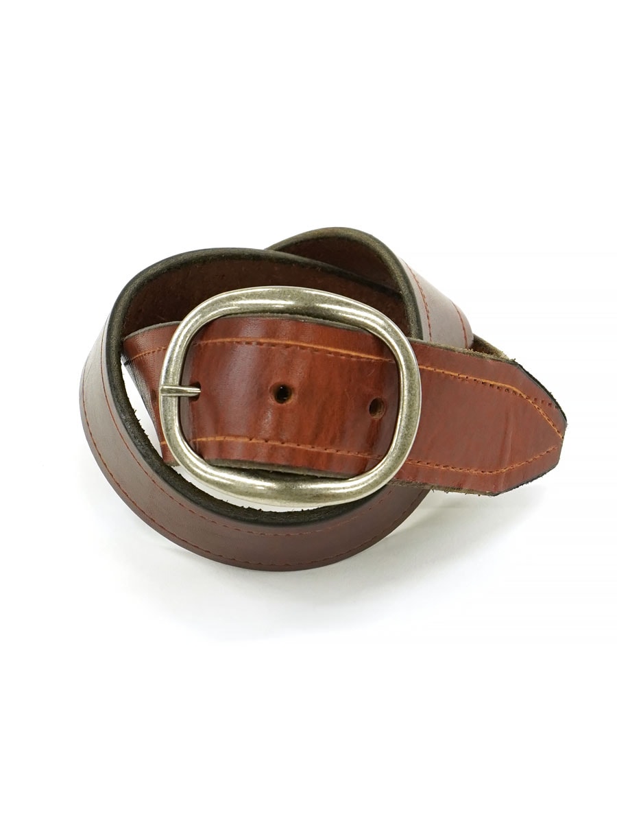 オーバルバックル GENUINE LEATHER ベルト 茶 表記(30) USA | NEW ITEM