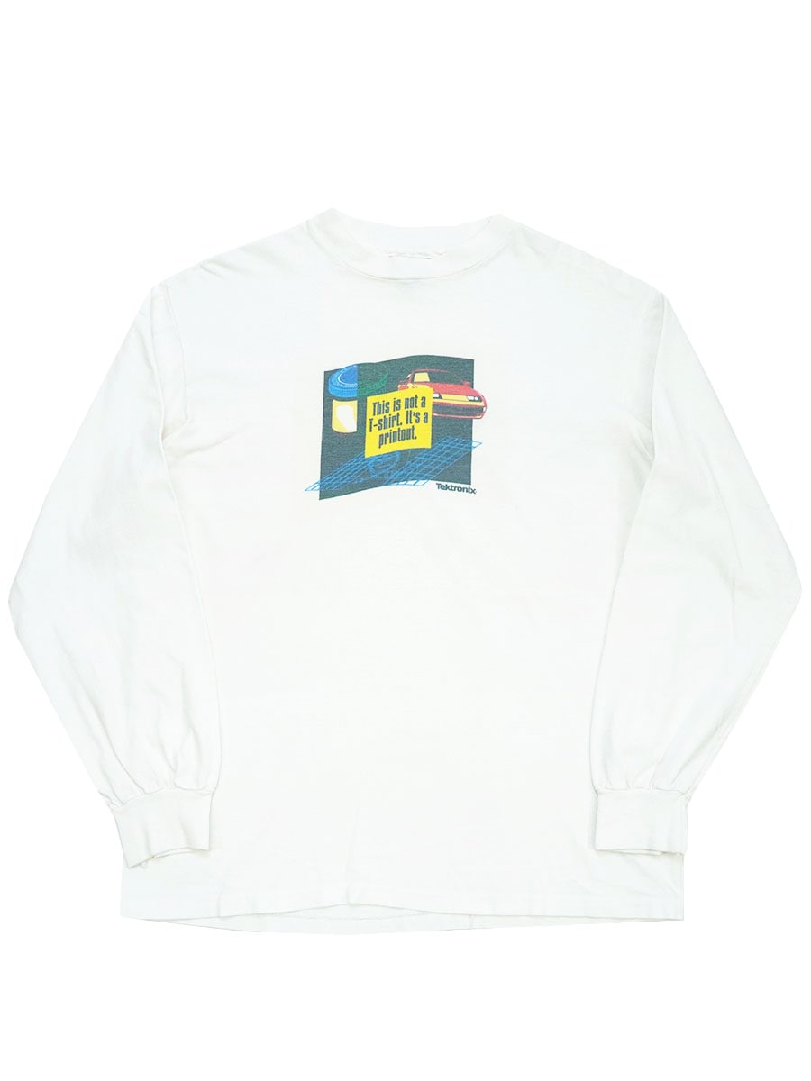 80's Hanes ''Tektronix'' ロングスリーブTシャツ ホワイト 表記(L) USA製