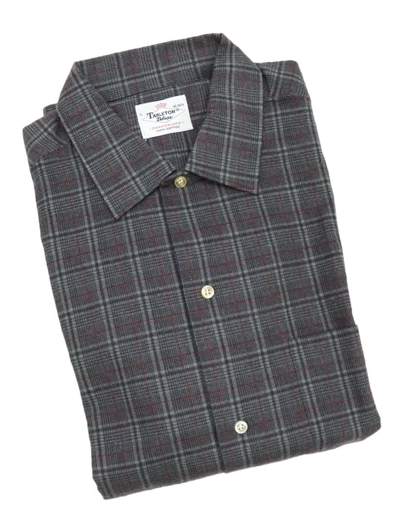 60's Tarleton Deluxe グレンチェック L/S プリントフランネルシャツ 表記(L) NOS