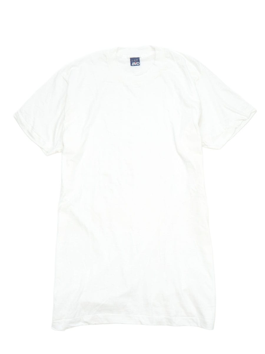 80's BVD 100%コットン 無地 Tシャツ ホワイト 表記(XL) USA製 NOS