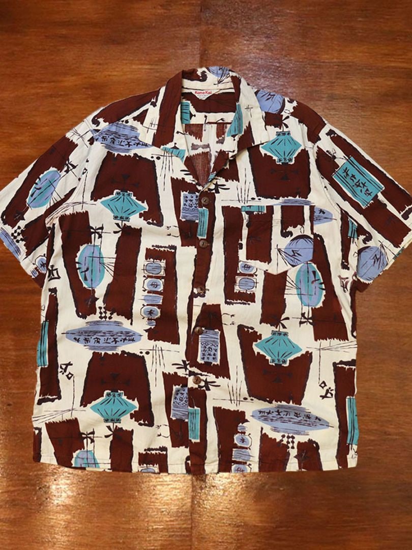 1950s COTTON HAWAIIAN , Size L