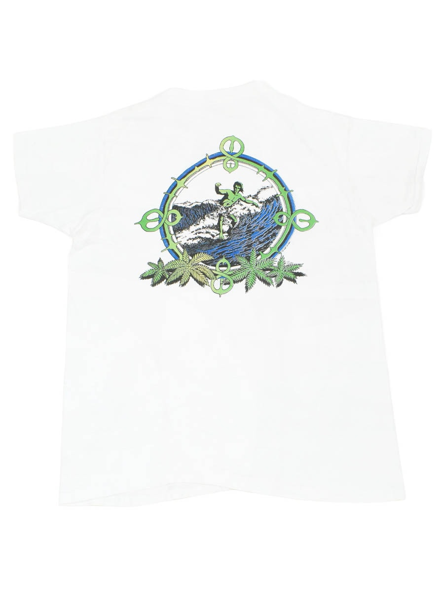 70's～ FRUIT OF THE LOOM ''THE SHIRT FACTORY'' サーファー バックプリントTシャツ 表記(XL)