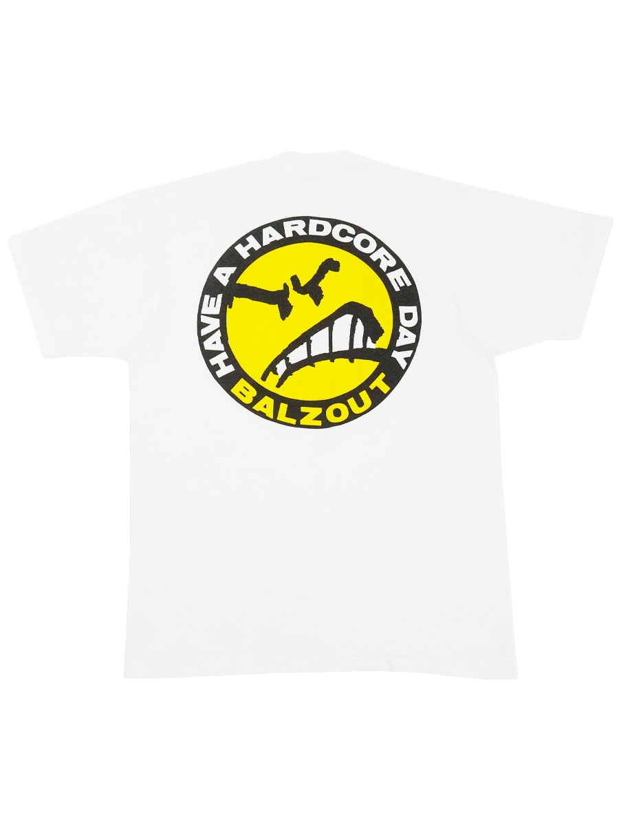 90's FRUIT OF THE LOOM BALZOUT ''HAVE A HARDCORE DAY'' 両面プリント Tシャツ ホワイト 表記(L) USA製