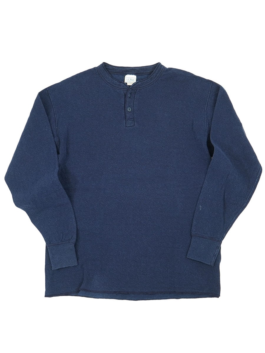 90's L.L.Bean RIVER DRIVER SHIRT ヘンリーネック トップス ネイビー 表記(L) USA製