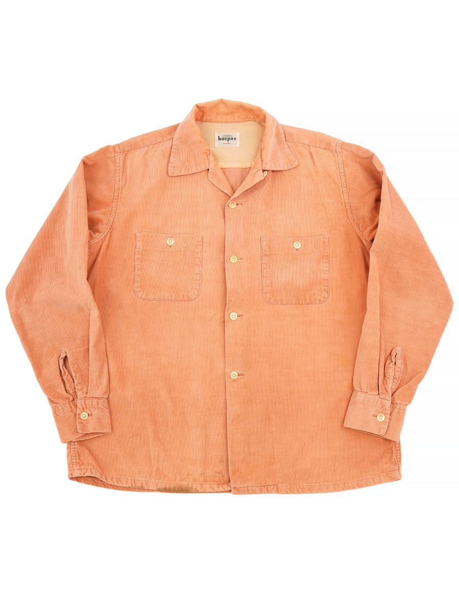 50s corduroy shirt サーモンピンク　オレンジ　ウエスタン 50's Harper ループカラー コーデュロイシャツ サーモンピンク 表記(15