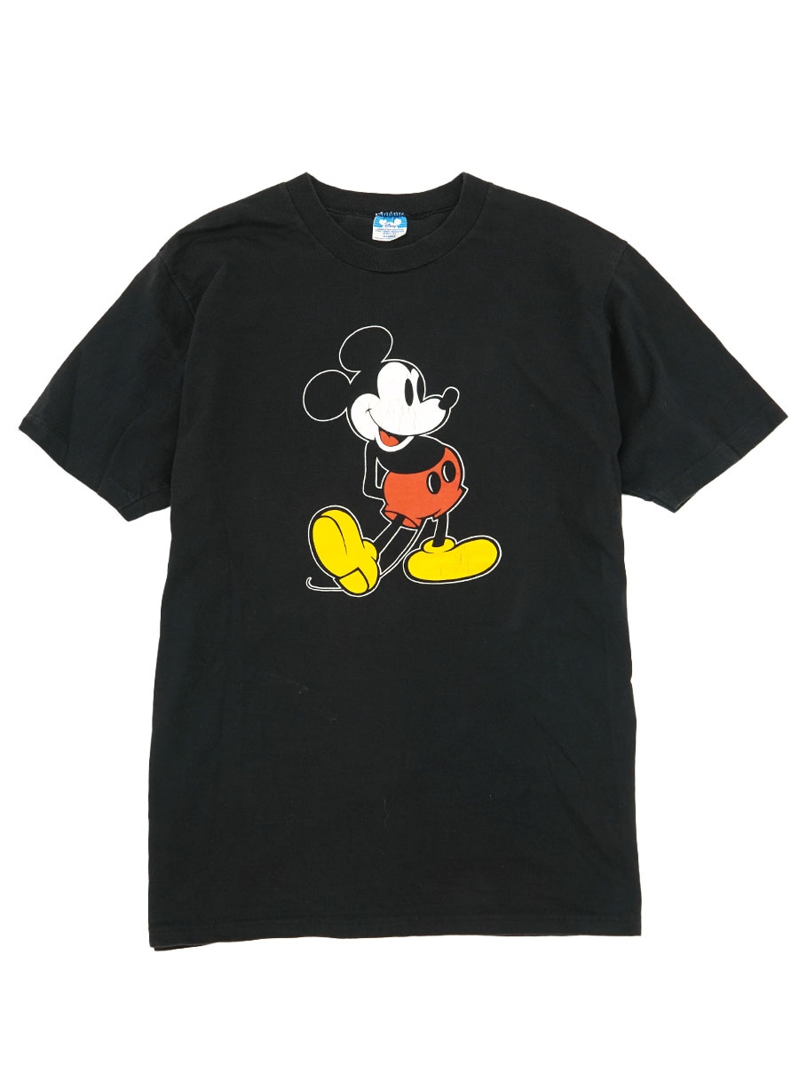 80's Disney ミッキーマウス Tシャツ ブラック！ 表記(XL) USA製