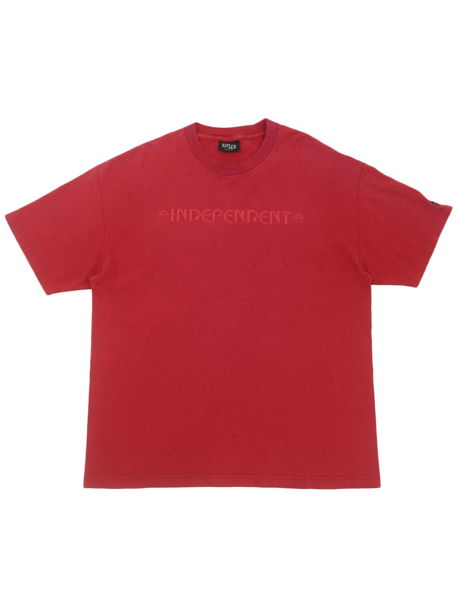 90's～ NHS ''INDEPENDENT'' 両面プリント Tシャツ カーマイン 実寸(XL