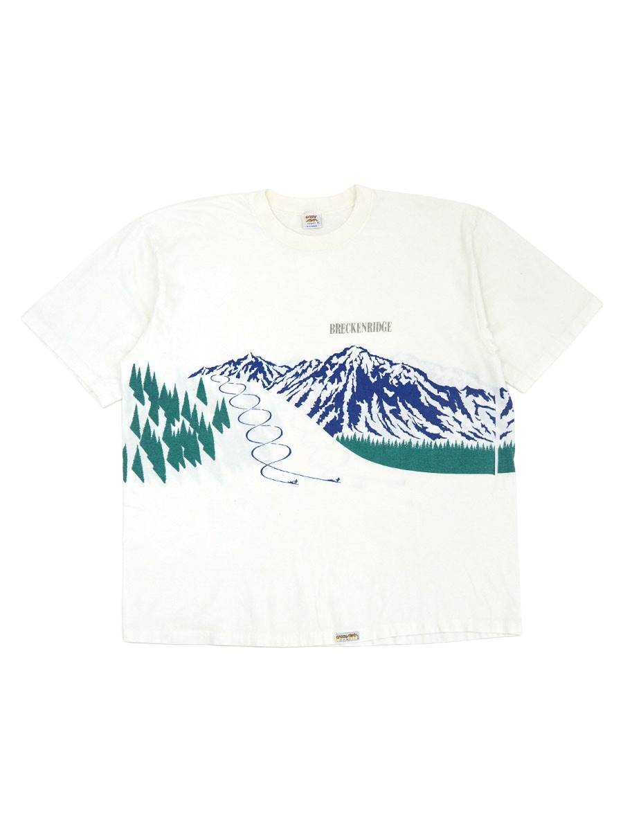 90's crazy shirt ''BRECKENRIDGE'' 両面プリント Tシャツ 白 表記(XL) USA製