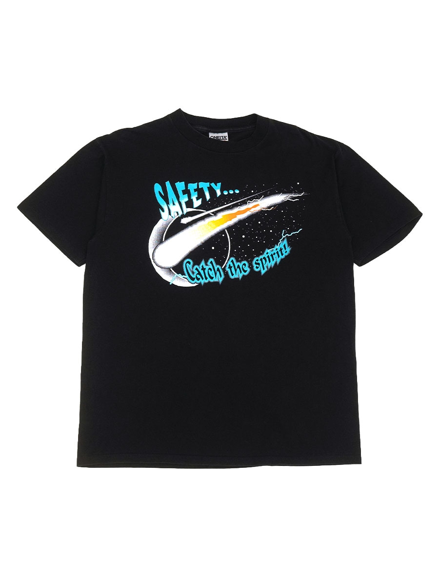 90's ONEITA ''SAFETY... Catch the spirit!'' Tシャツ ブラック 表記(L) USA製