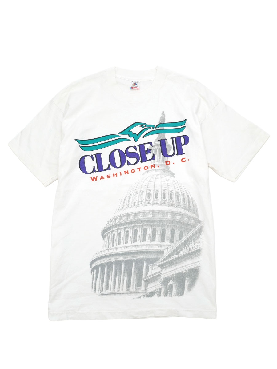 90's FRUIT OF THE LOOM ''CLOSE UP WASHINTON,D.C.'' プリントTシャツ ホワイト 表記(XL) USA製