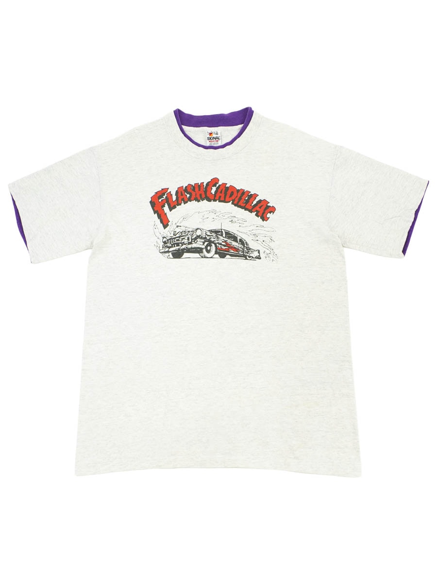 90's SIGNAL ''FLASH CADILLAC'' 二重リブTシャツ 表記(XL) USA製