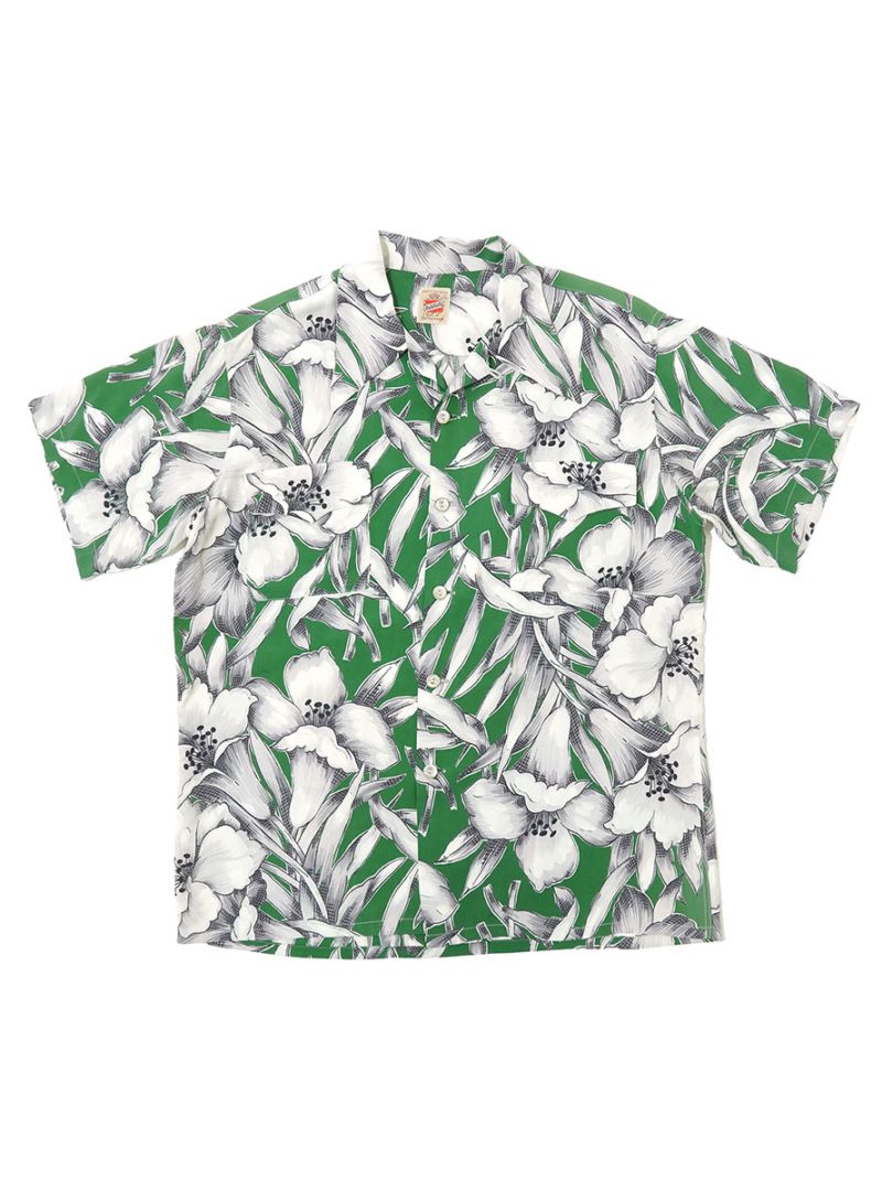 50's Ashfield Duke of Hollywood co. ループカラー ボタニカル柄