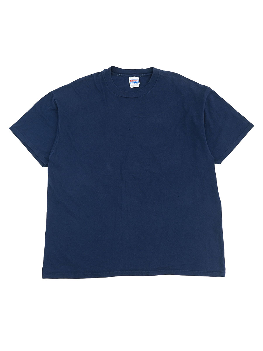 90's Hanes 100%コットン Tシャツ 無地ネイビー 表記(XXL)