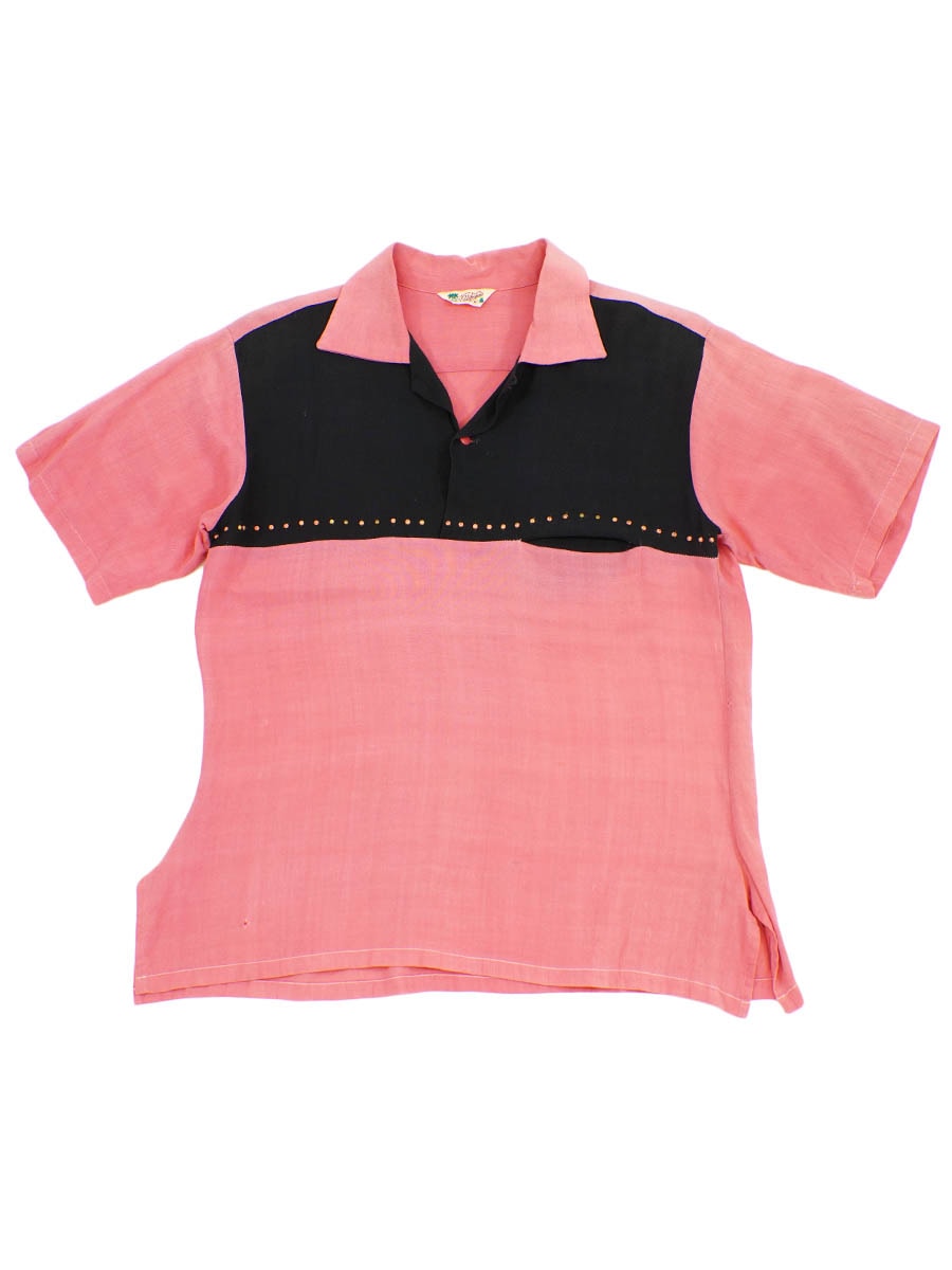 50's MADE IN California 2トーン切り替え S/S レーヨンシャツプル