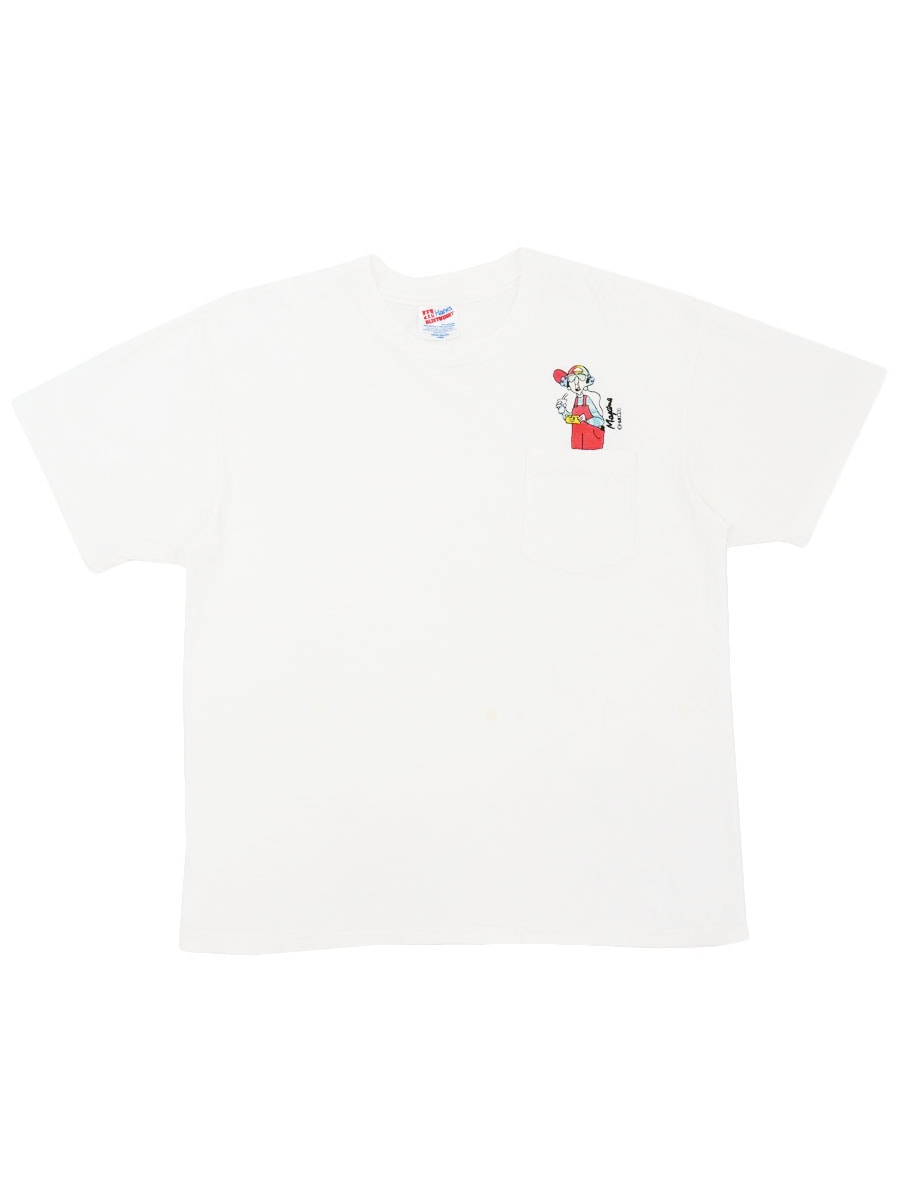 90's Hanes Shoebox Greetings ''Maxine'' 刺繍入り ポケットTシャツ ホワイト 表記(L) USA製