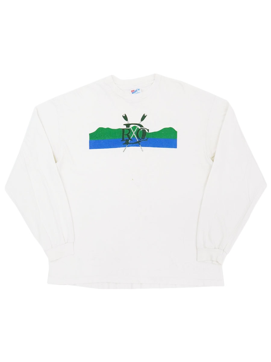90's Hanes ''RCD'' 両面プリント ロングスリーブTシャツ ホワイト 表記(XL) USA製
